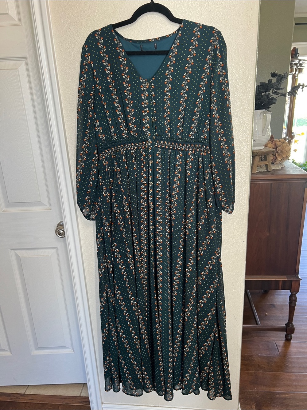 Women's Green floral Maxi Dress